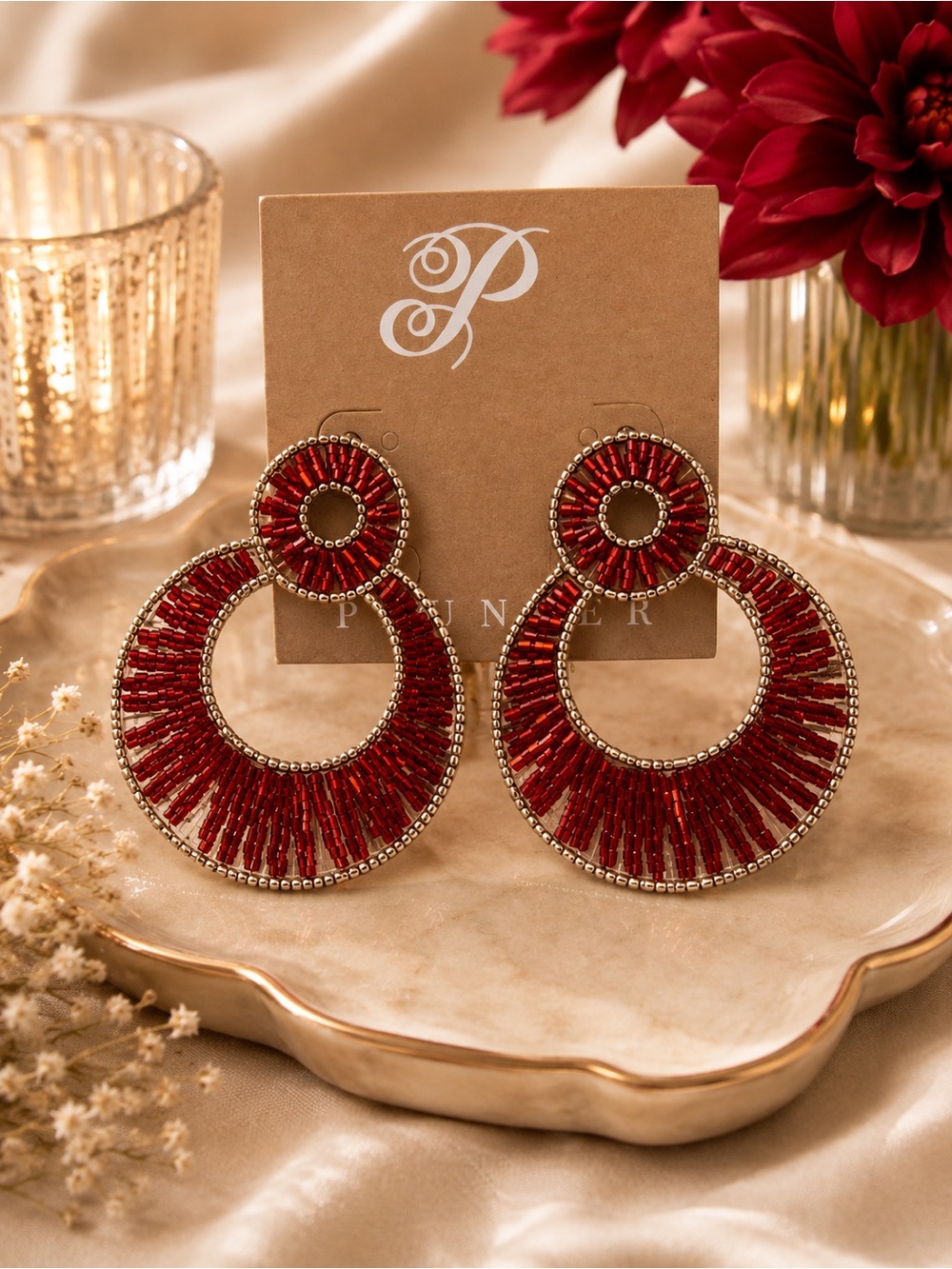 Plunder Red Radiant Double-Hoop Earrings